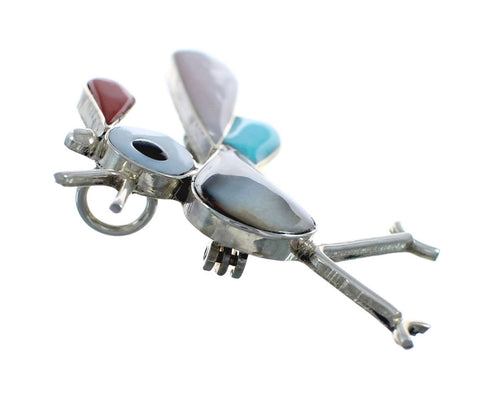 Native American Zuni Sterling Silver Multicolor Road Runner Pin Pendant NX11561